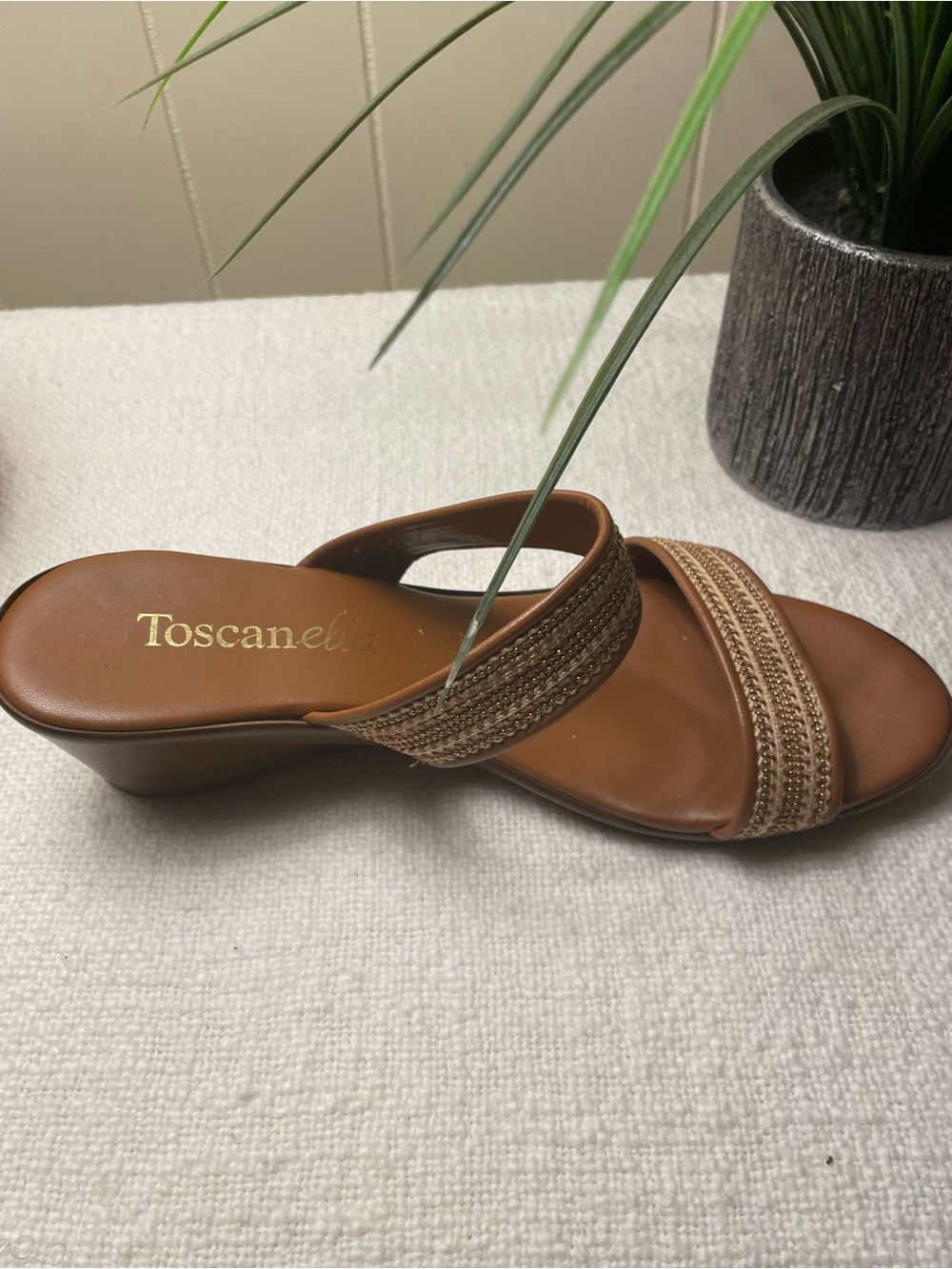 Women's Brown Wedge Sandal  (GC)